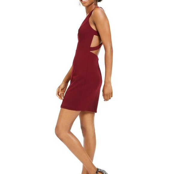 NWT B. Darlin Maroon Strappy Sheath Mini Dress - Picture 1 of 8